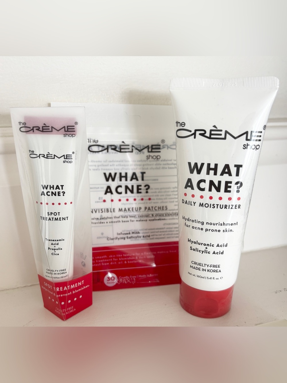 The Crème Shop What Acne? Set of 3 Daily Moisturizer, Spot Treatment, Patches